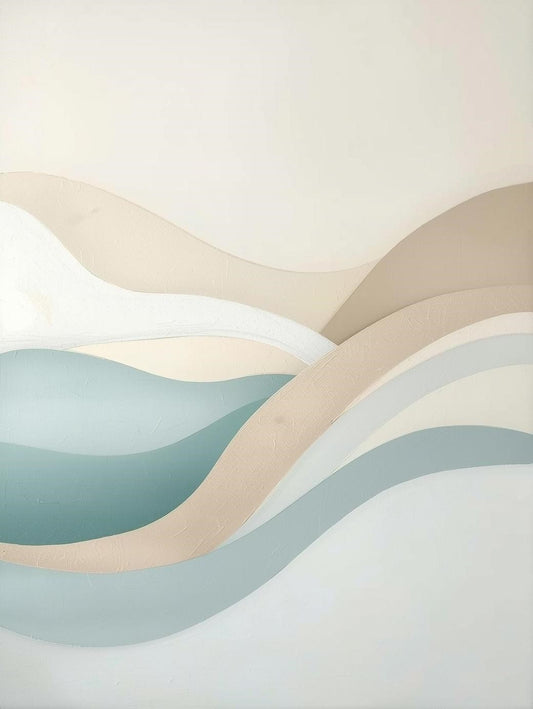 Paint by Number Coastal Layers – Soft Neutral Beach Wave Wall Art Kit for Adults