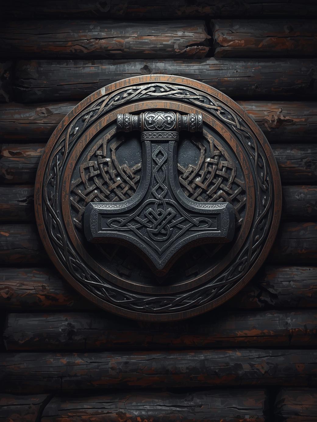 Paint by Number Nordic Thor’s Hammer Emblem – DIY Wall Art Canvas