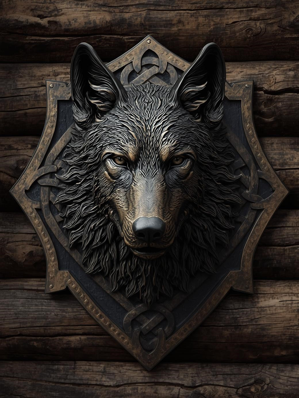 Viking Wolf Crest Shield – Adult Paint by Number Canvas