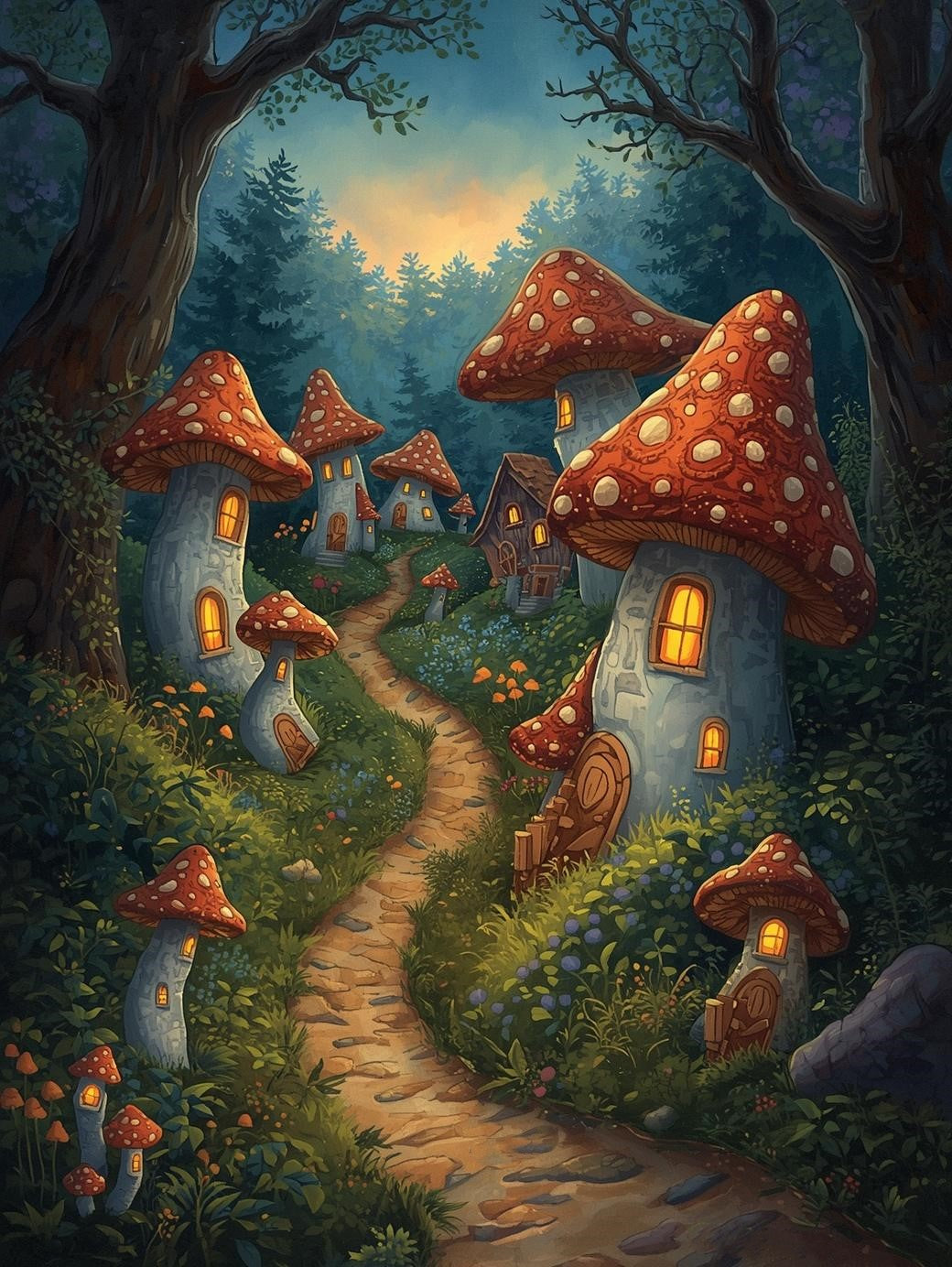 Paint by Number Twilight Mushroom Hollow – Paint by Number for Adults