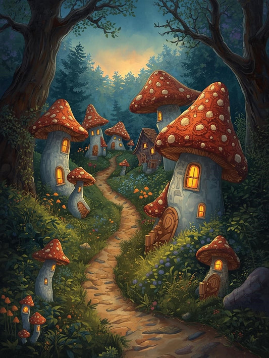 Paint by Number Twilight Mushroom Hollow – Paint by Number for Adults