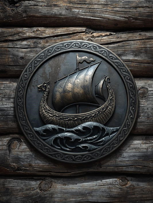 Paint by Number Viking Longship Crest Over Stormy Seas – DIY Canvas Painting Kit