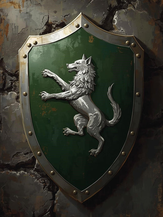 Paint by Number White Wolf Heraldic Shield – Paint by Number for Adults