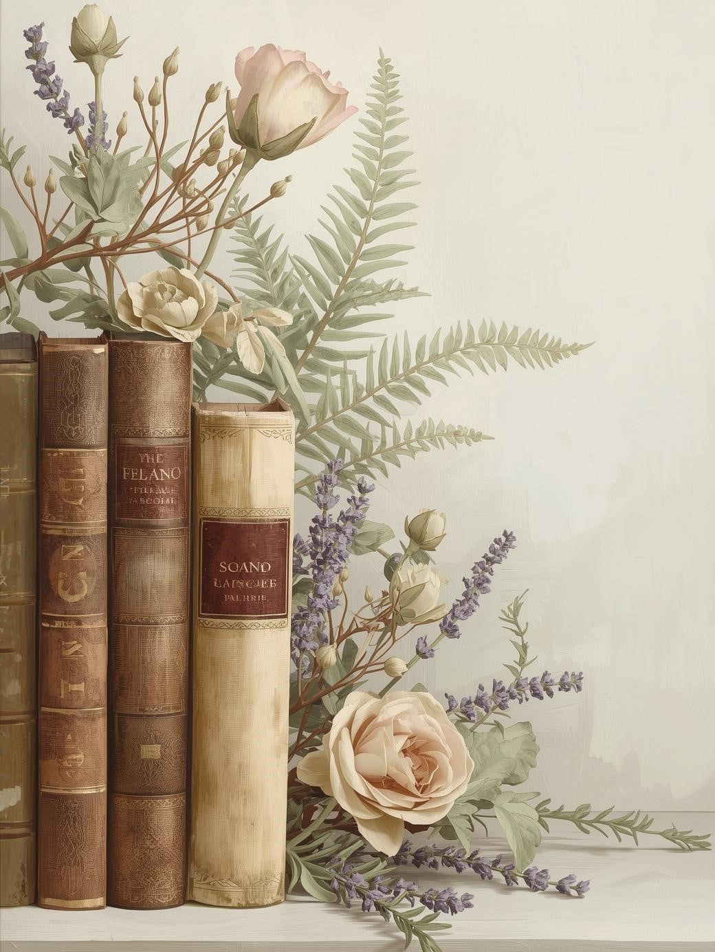 Paint by Number Vintage Books with Lavender and Roses – Paint by Numbers Canvas for Adults