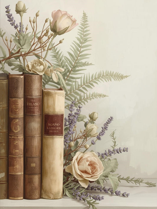 Paint by Number Vintage Books with Lavender and Roses – Paint by Numbers Canvas for Adults