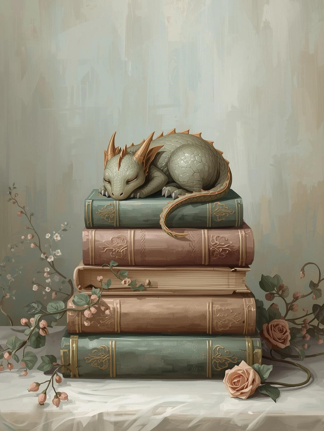 Paint by Number Sleeping Baby Dragon on Book Stack – Adult DIY Paint by Number Kit