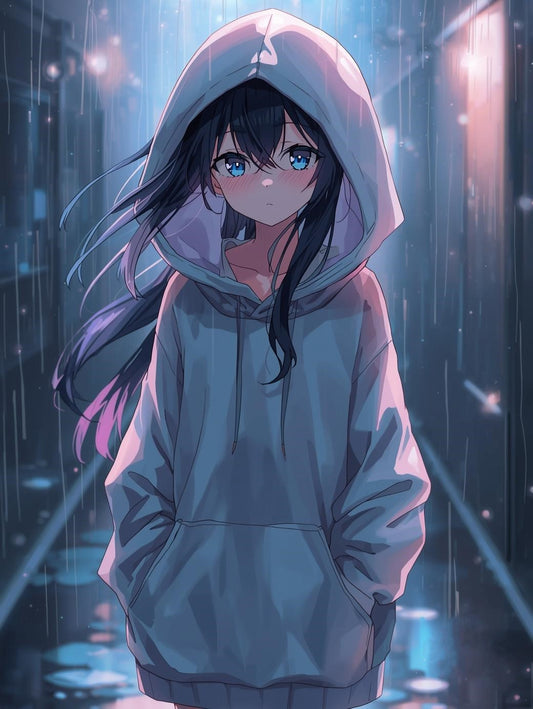 Paint by Number Anime Girl Walking in the Rain -Anime Painting Kit