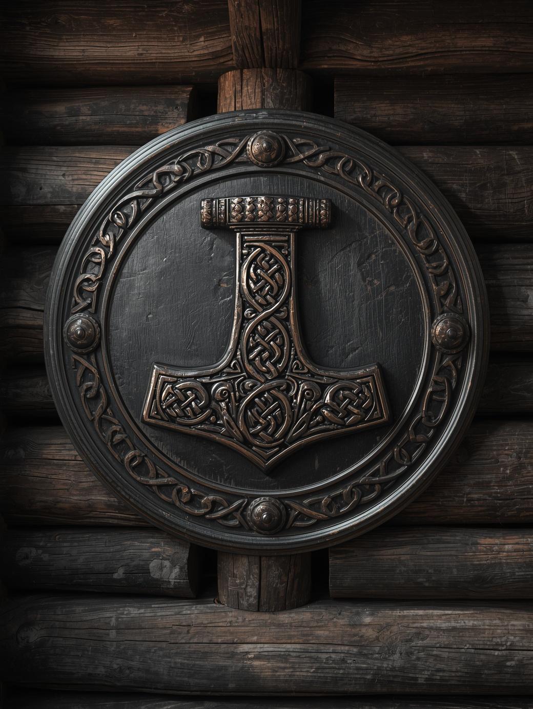 Paint by Number Viking Thor’s Hammer Shield Emblem – DIY Canvas Painting Kit