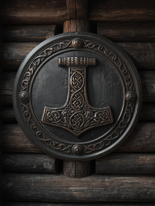 Paint by Number Viking Thor’s Hammer Shield Emblem – DIY Canvas Painting Kit