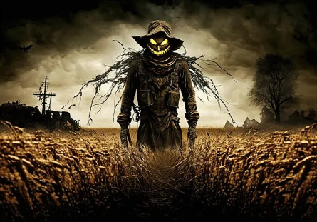 Paint by Number Haunted Scarecrow in Cornfield