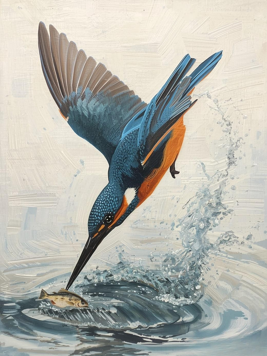Paint by Number Kingfisher Diving for Fish – Dynamic Wildlife Canvas Paint by Number Kit