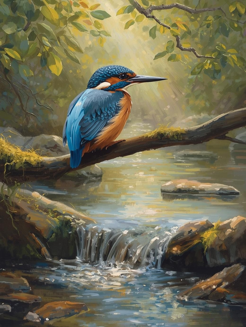 Paint by Number Kingfisher Over Stream – Nature Wildlife Paint by Number Kit for Adults
