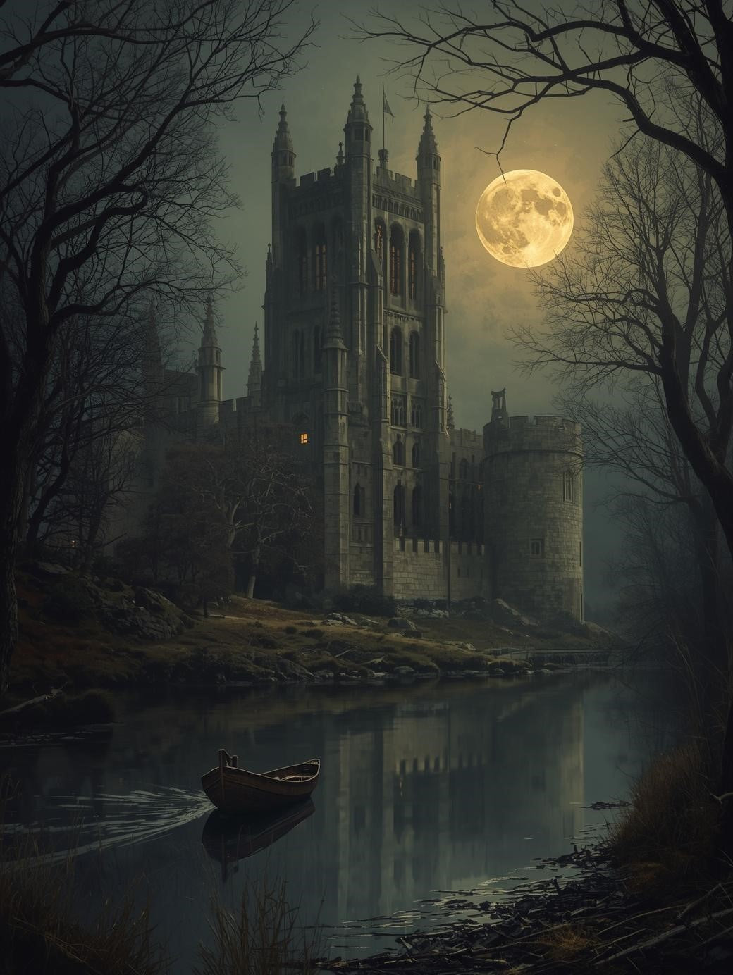 Paint by Number Moonlit Castle Reflection – DIY Acrylic Painting Kit