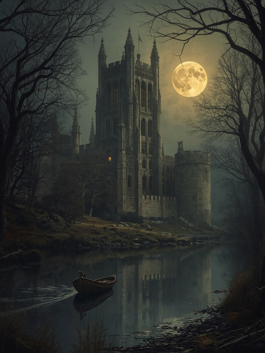 Paint by Number Moonlit Castle Reflection – DIY Acrylic Painting Kit