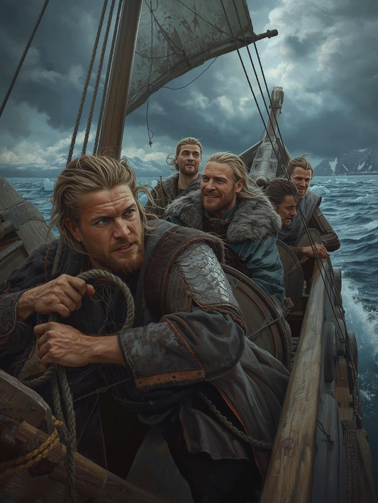 Paint by Number Viking Longship Crew in Arctic Waters – Adult Paint by Number Canvas