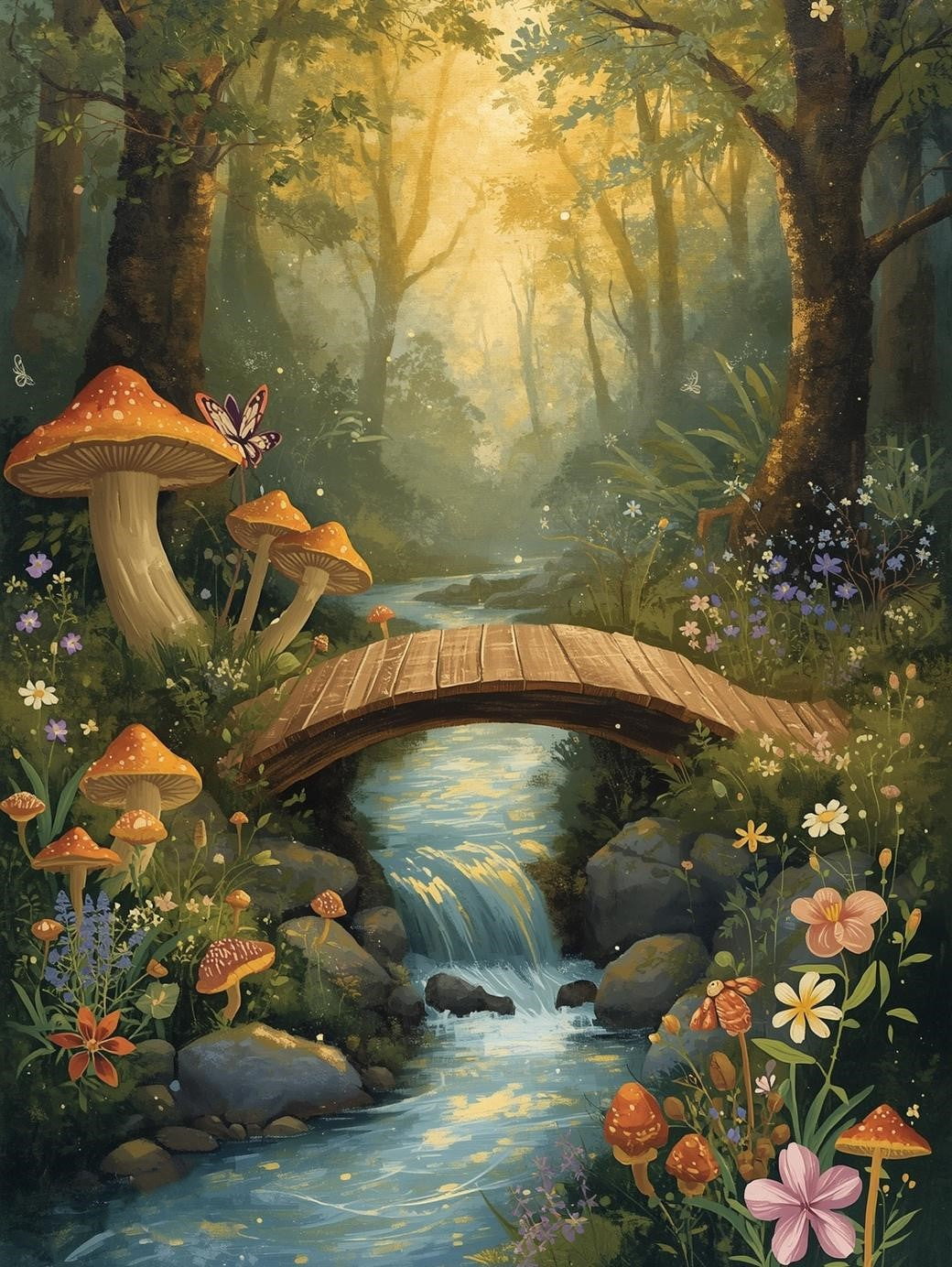 Paint by Number Enchanted Forest Bridge – DIY Paint by Number Kit