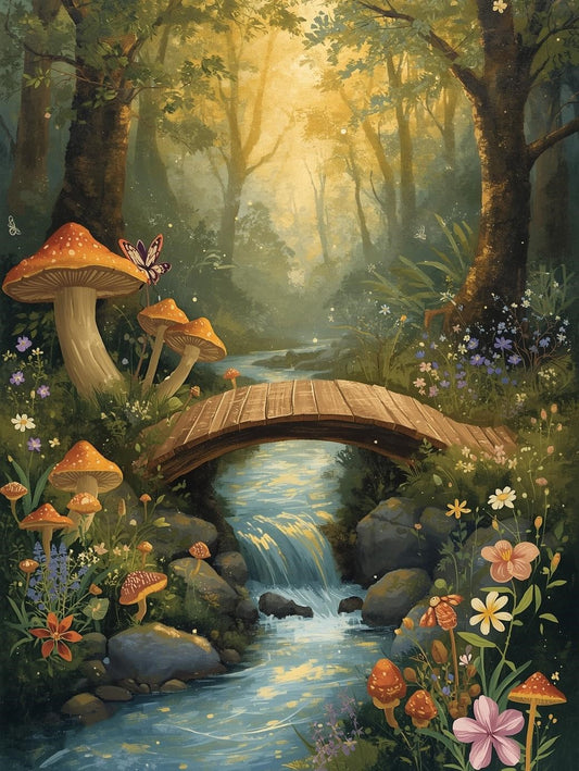 Paint by Number Enchanted Forest Bridge – DIY Paint by Number Kit