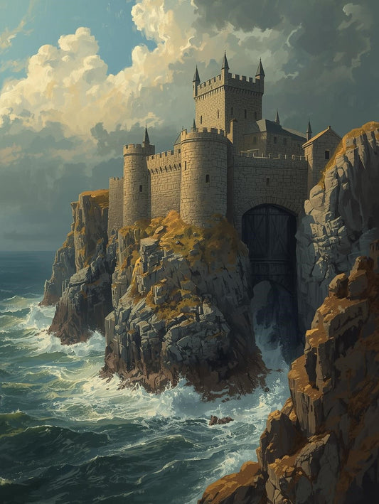 Paint by Number Coastal Cliffside Castle – DIY Adult Painting Kit