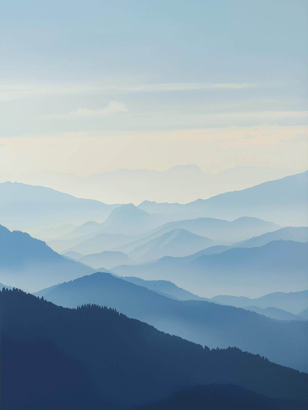 Paint by Number Misty Blue Mountain Layers - DIY Canvas Paint by Number Kit