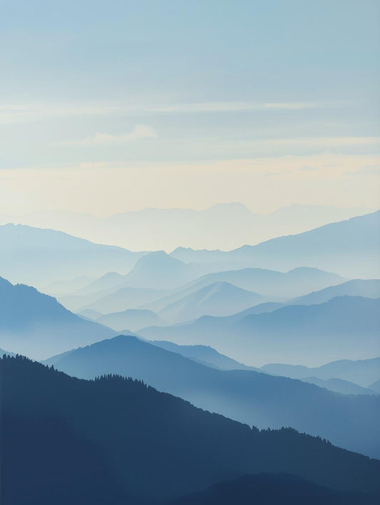 Paint by Number Misty Blue Mountain Layers - DIY Canvas Paint by Number Kit