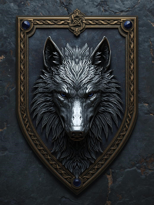 Paint by Number Nordic Wolf Crest Shield – Paint by Number for Adults