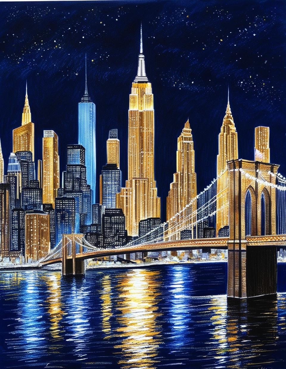 Paint By Number New York City Lights at Night