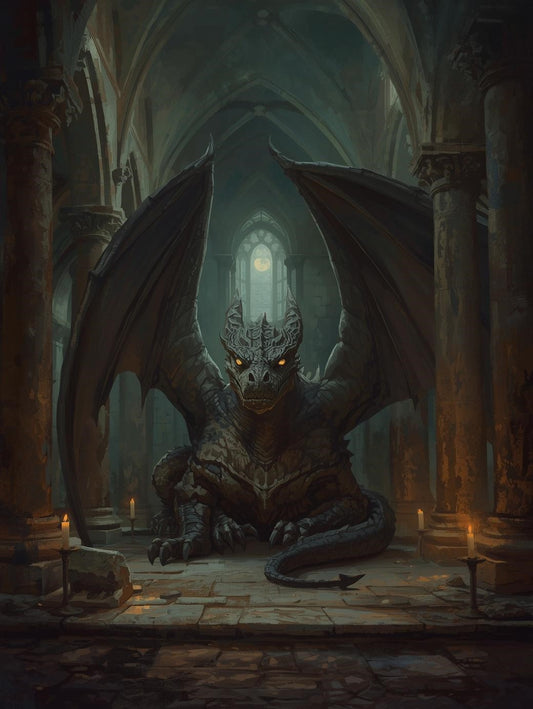 Paint by Number Dark Dragon in Cathedral Ruins – Adult Paint by Number Kit