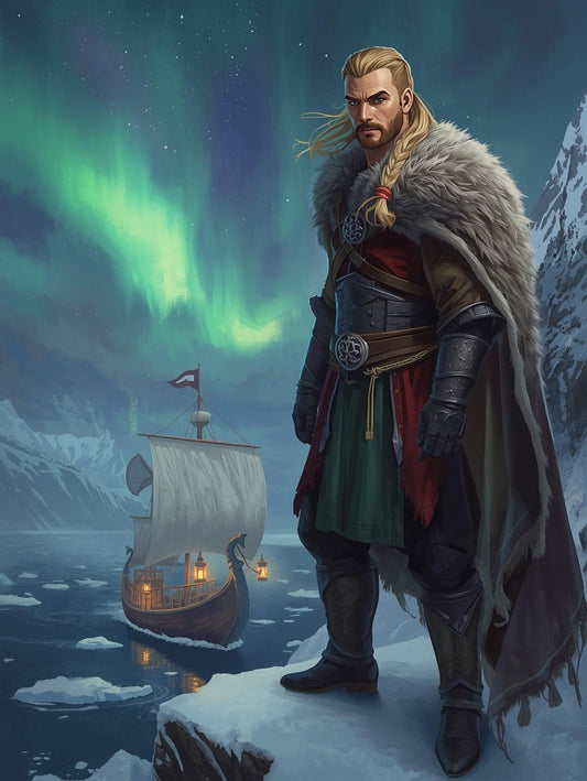 Paint by Number Nordic Warrior Under the Northern Lights – DIY Wall Art Canvas