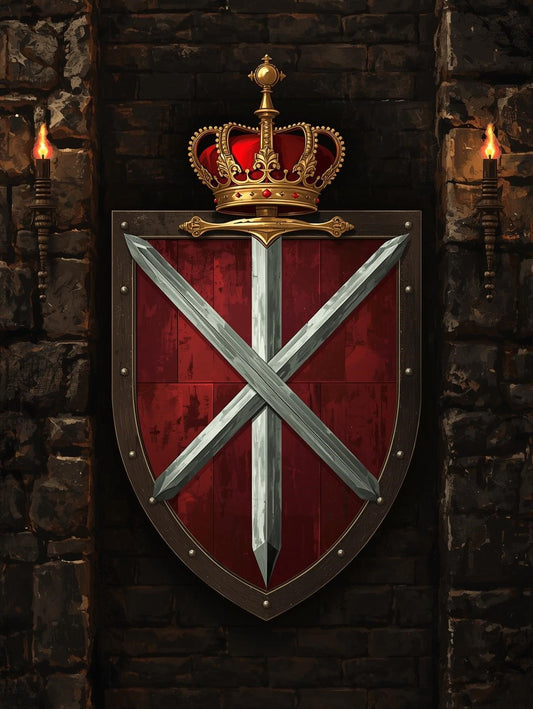 Paint by Number Royal Crown and Crossed Swords Shield – DIY Adult Painting Kit