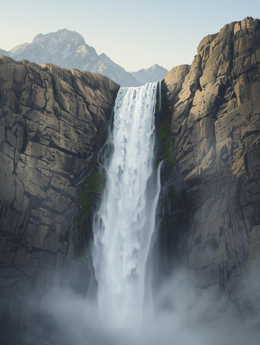 Paint by Number Tall Cliff Waterfall with Mist - Paint by Number Kit for Adults