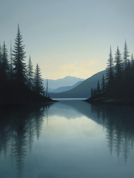 Paint by Number Misty Mountain Lake Reflection - DIY Canvas Paint by Number Kit