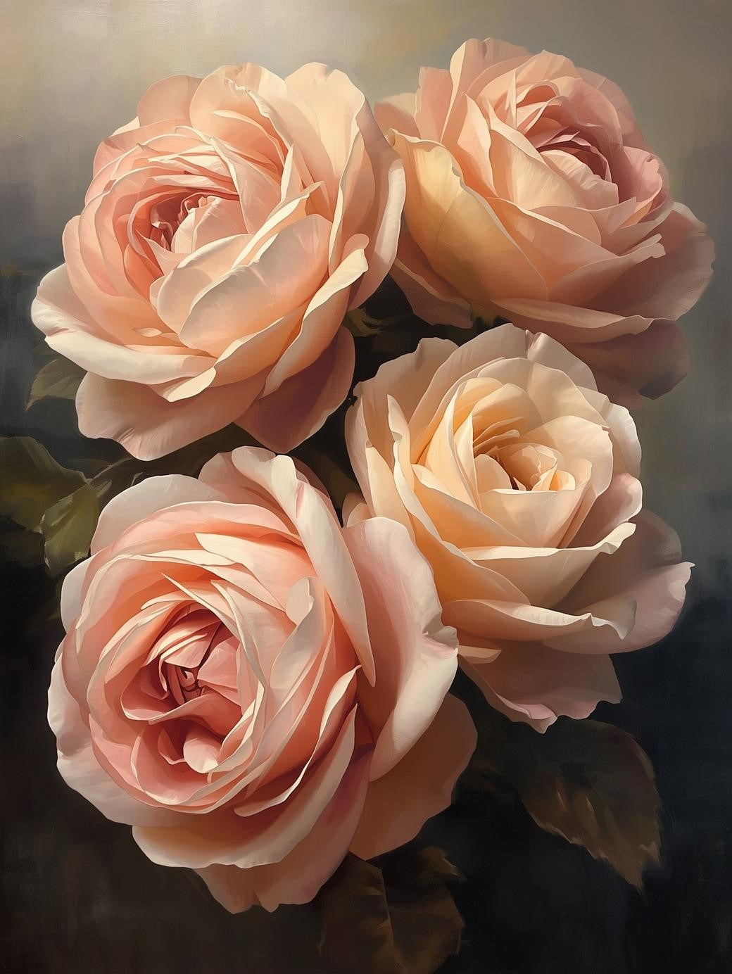 Paint by Number Vintage Blush Roses – Floral Paint Kit for Adults