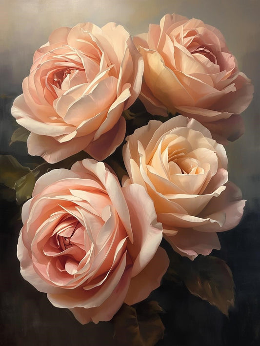 Paint by Number Vintage Blush Roses – Floral Paint Kit for Adults