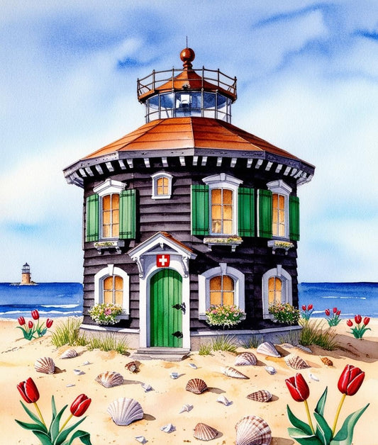 Paint by Number Lighthouse with Alpine Charm