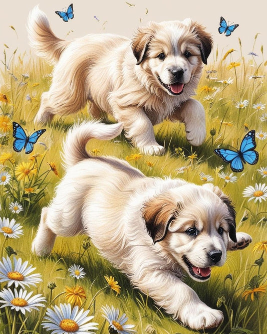 Paint by Number Fluffy Fun: Great Pyrenees Puppies