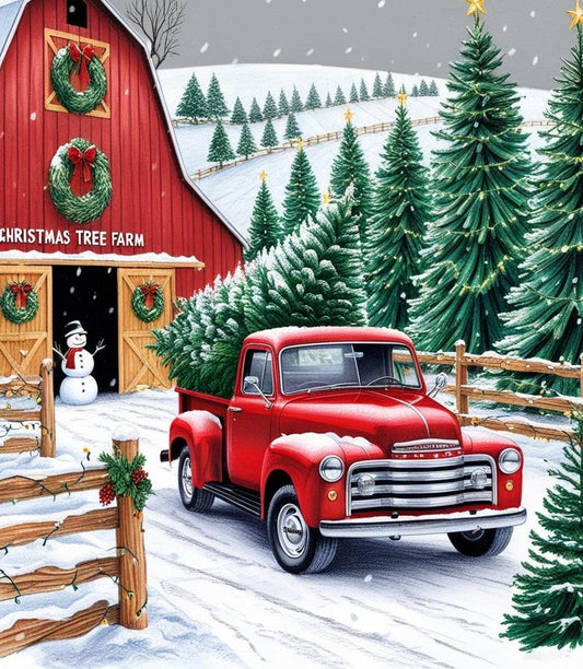 Paint by Number Vintage Truck at the Christmas Tree Farm
