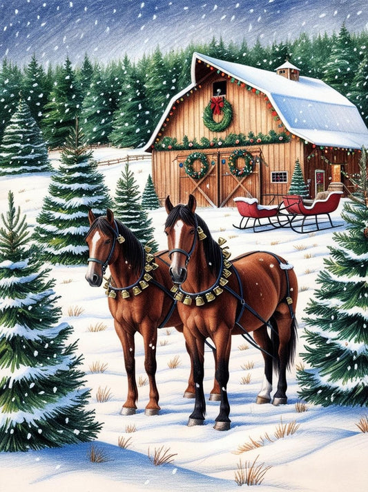Paint by Number Christmas Tree Farm Morning Frosted Hoofs