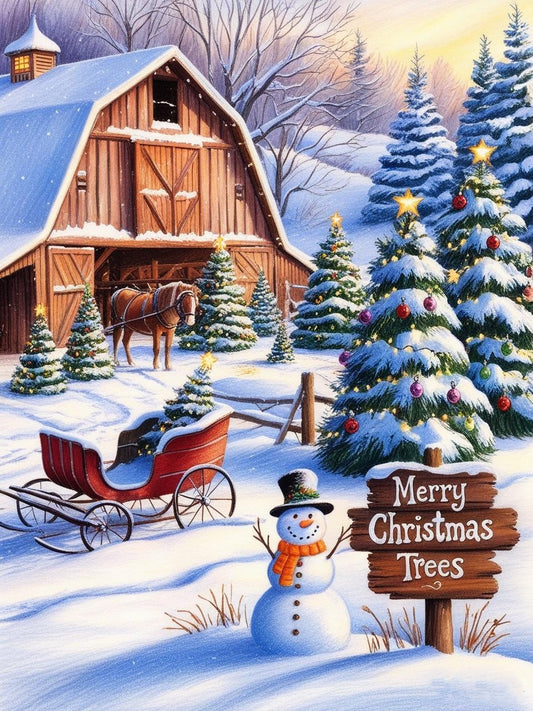 Paint by Number Christmas Tree Farm Snowy Retreat