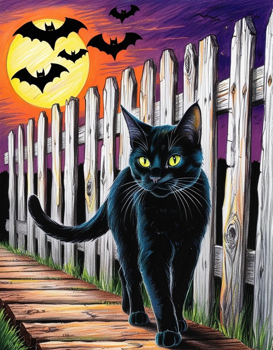 Paint by Number Black Halloween Cat