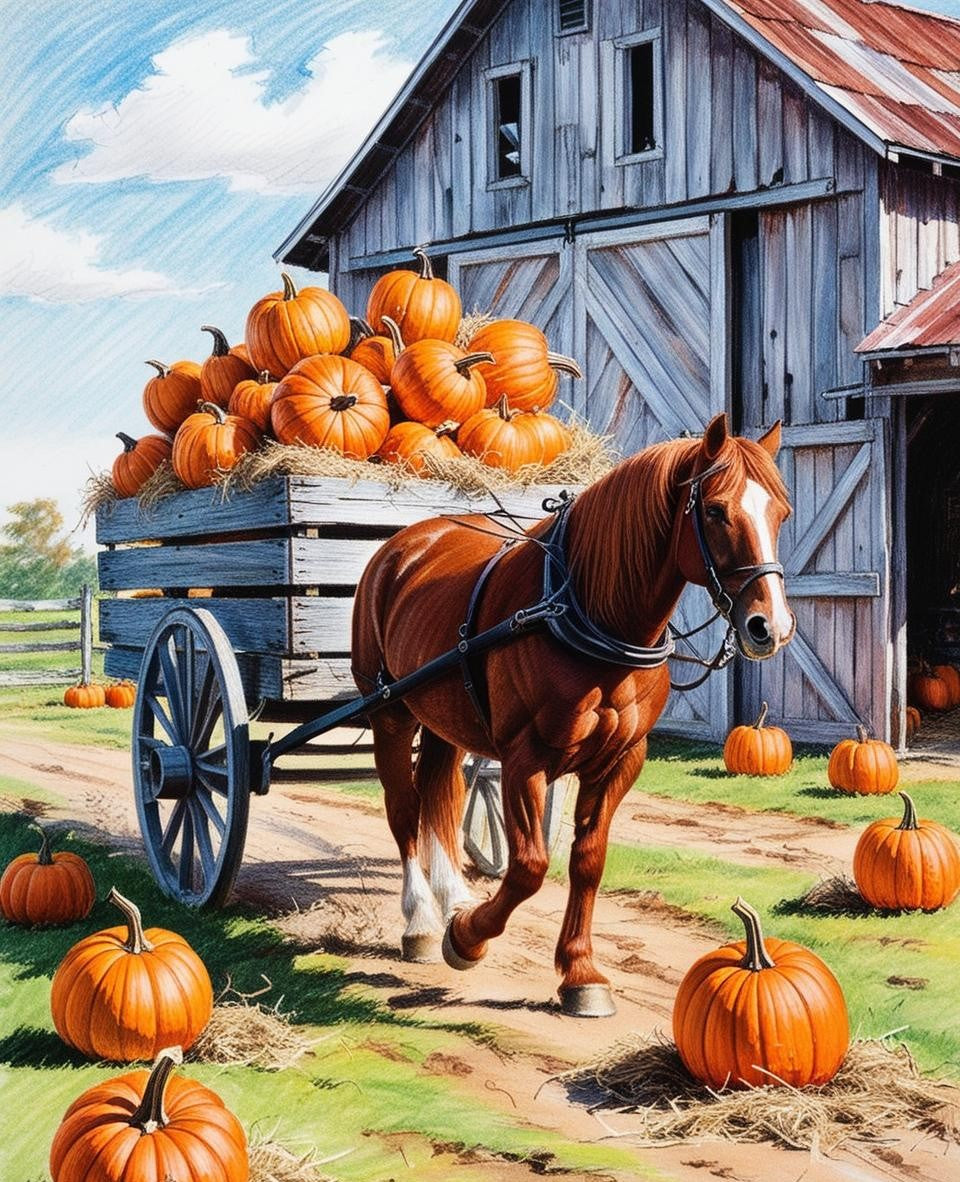 Paint By Number Autumn Pumpkin Patch