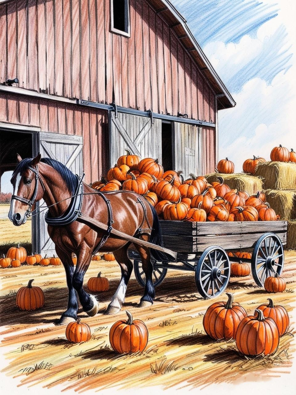 Paint By Number Rustic Pumpkin Patch