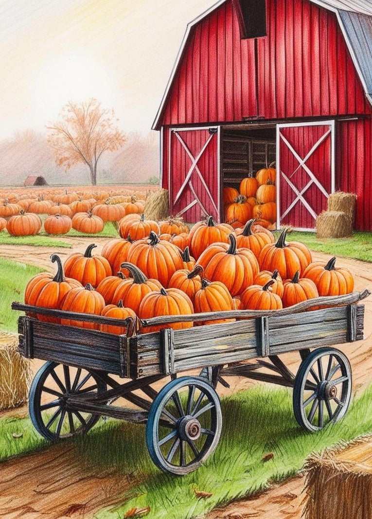 Paint By Number Pumpkins and Hay Bales