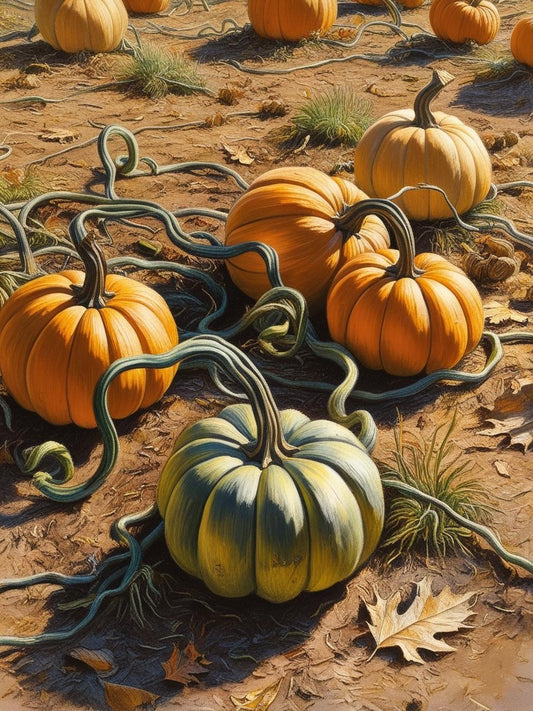 Paint By Number Autumn Farmyard Pumpkins