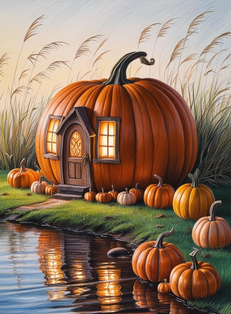 Paint By Number Fairy Pumpkin Hideaway