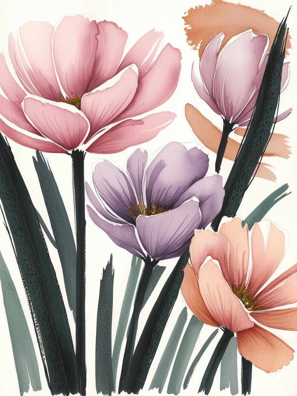 Paint By Number Soft Blush Blooms: Abstract Florals in Motion