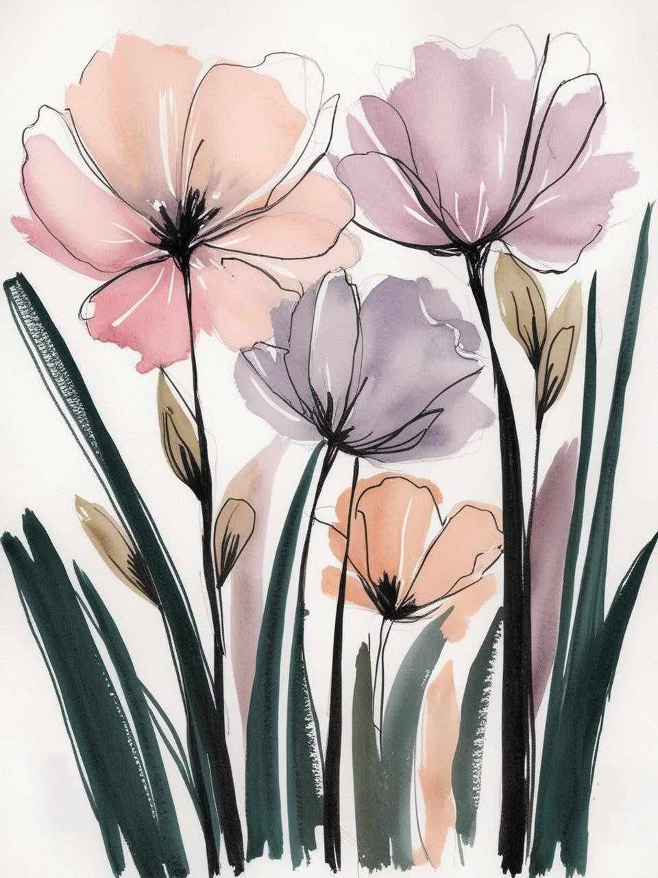 Paint By Number Pastel Petals: A Soft Floral Impression