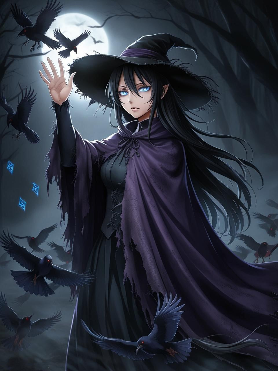 Paint by Number Shadow Sorceress with Crows – Anime Magic