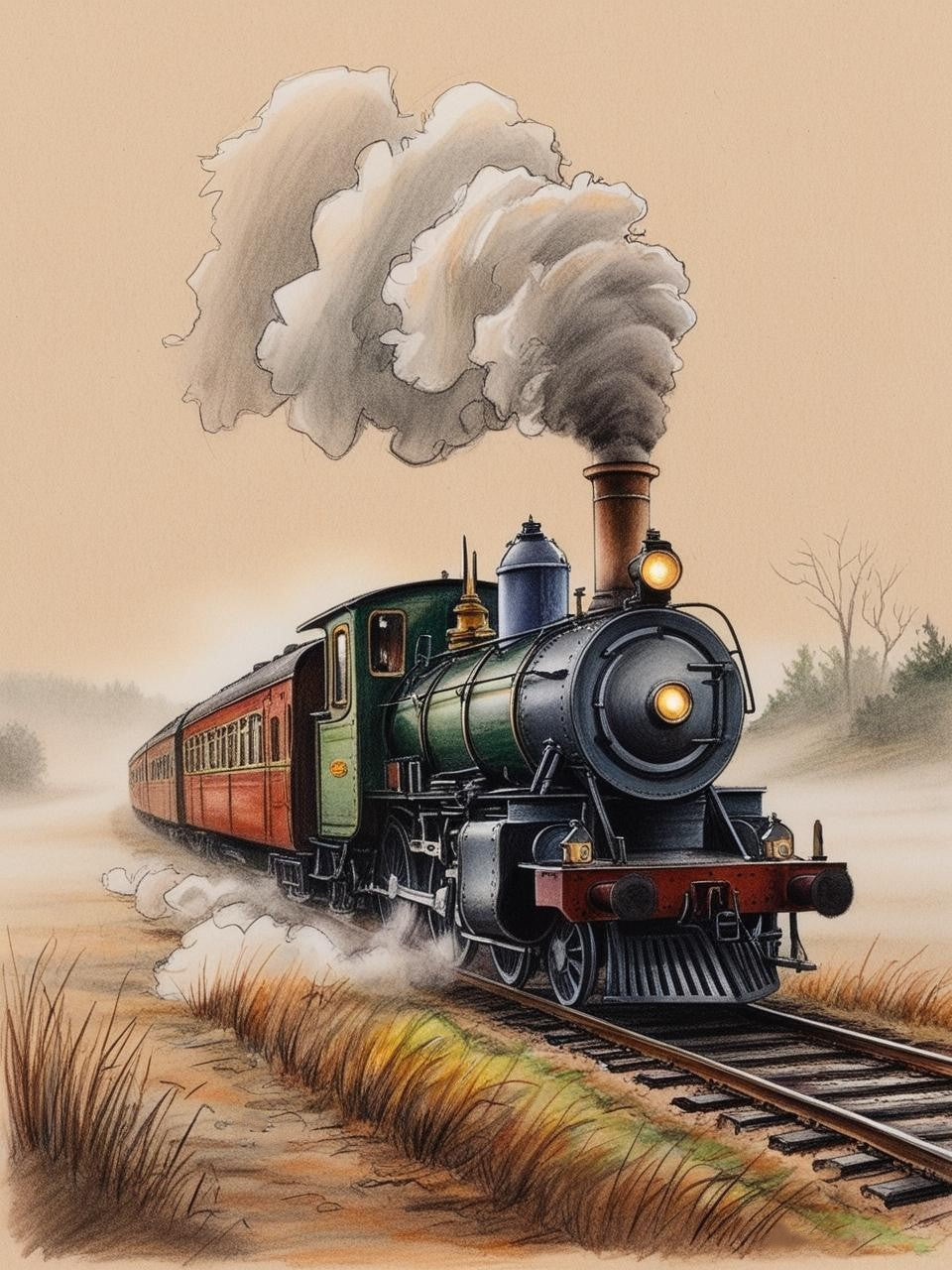 Paint By Number Antique Locomotive