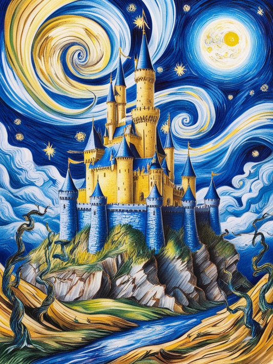 Paint by Number Starlit Fantasy Castle