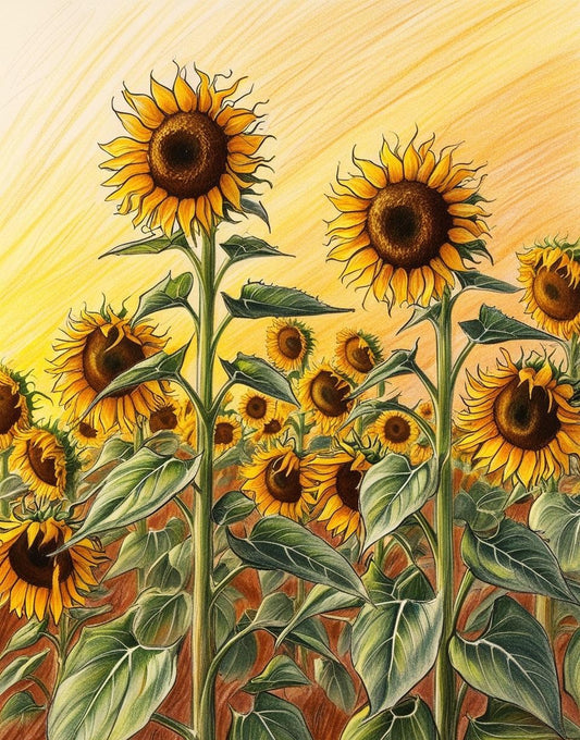 Paint by Number Radiant Sunflowers in a Sunlit Meadow